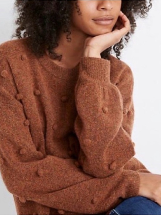 Madewell Sweaters - Madewell Brockton Bobble Knit Sweatee Cozy Pom-Pom Knit Sweater - Brown